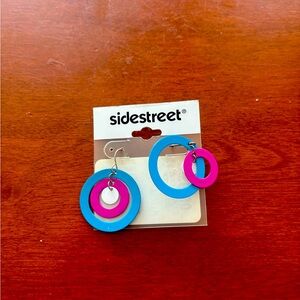 Blue and Pink Hoop Earrings